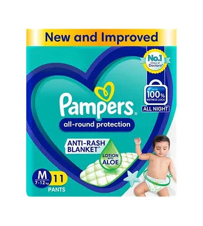Pampers All Round Protection Baby Diaper Pant (M) - Pack Of 11